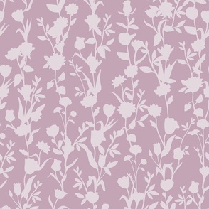 Mauve Vertical Floral Stripe - Flowers Vines - Dusty Pink