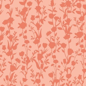 Peach Fuzz Floral Stripe Vertical - Flowers Vines
