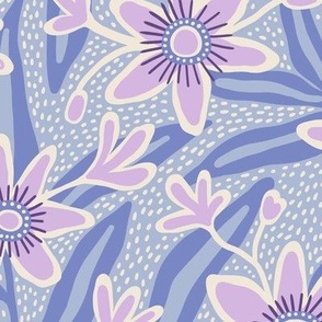 Abstract passiflora flowers in pale blue - Medium scale
