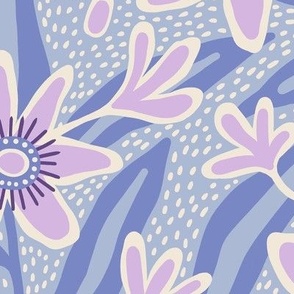 Abstract passiflora flowers in pale blue - Large scale