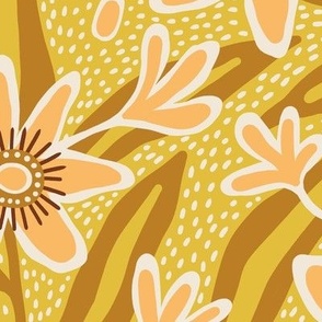 Abstract passiflora flowers in mustard yellow - Large scale