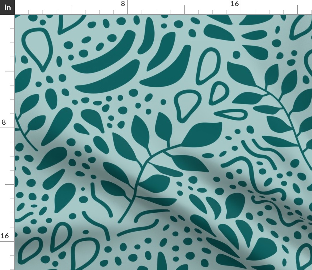 Teal Paisley Repeat Pattern - Blue Green 