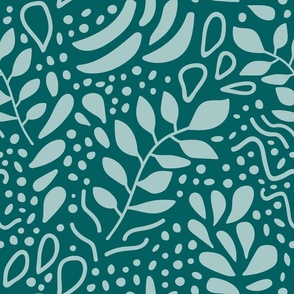 Teal Paisley Repeat Pattern - Teal Blue Green 