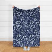 Navy Paisley Repeat Pattern - Pale Blue and Navy