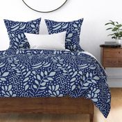Navy Paisley Repeat Pattern - Pale Blue and Navy