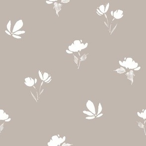 Watercolor Floral,  Taupe, Sand, Tan