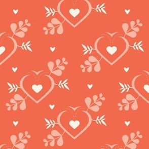 Floral Hearts and Arrows Cherry Pink - Medium