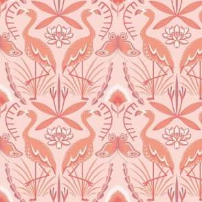 DAMASK FLAMINGOS shades of peach 10.5"