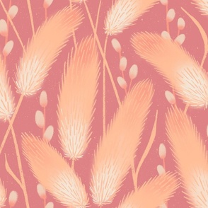 Fuzzy Peach Grass Plumes (pink)