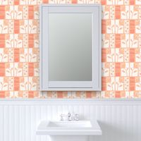 Just Peachy Blossoms  & Buds Tropical Pattern in tangerine, burnt orange, light tan and cream