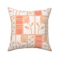 Just Peachy Blossoms  & Buds Tropical Pattern in tangerine, burnt orange, light tan and cream