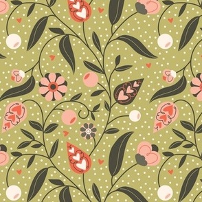 Love's Tapestry Floral Pistachio Green - Medium
