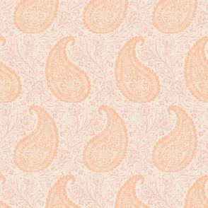 Block Print Paisley - 6" large - peach fuzz and peach pearl on pristine 