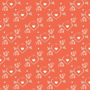 Floral Hearts and Arrows Cherry Pink - Small