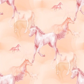 Wild Horses in Peach