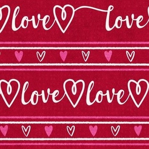 Love Letter Stripes, rose red, textured (Large)