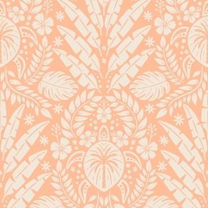 Hawaiian Damask | Large Scale | Peach Fuzz Tropical Pineapple