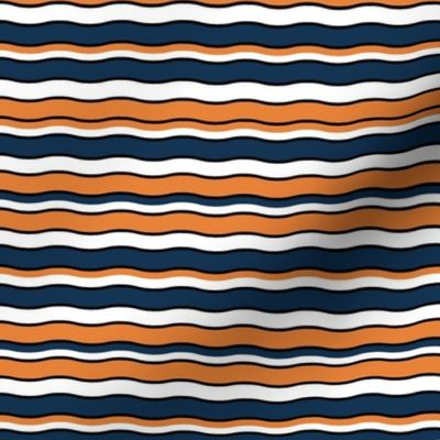 Medium Scale Team Spirit Football Wavy Stripes in Auburn Tigers Orange and Navy Blue