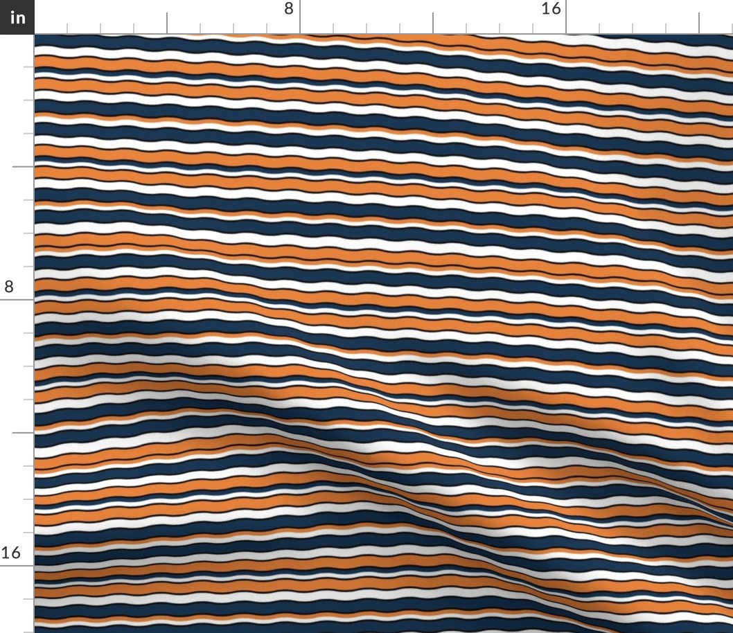 Medium Scale Team Spirit Football Wavy Stripes in Auburn Tigers Orange and Navy Blue