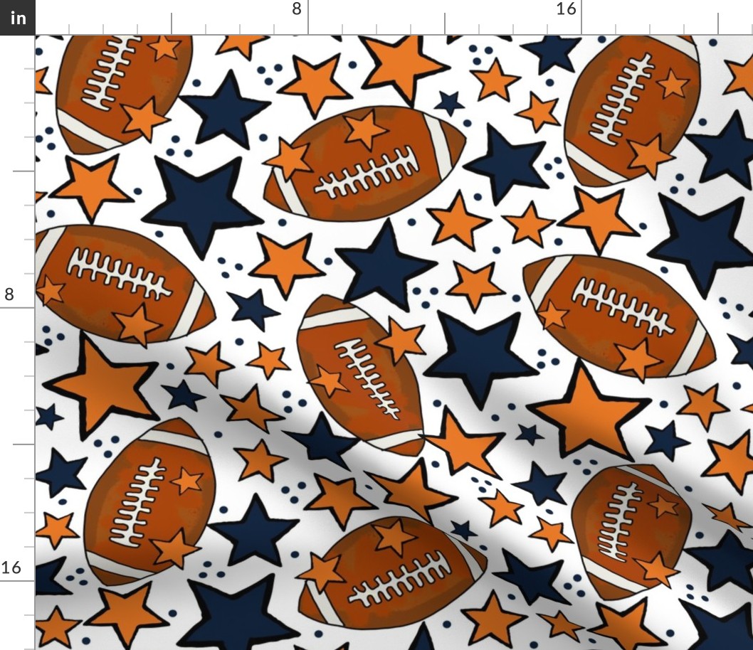 Large Scale Team Spirit Footballs and Stars in Auburn Tigers Orange and Navy Blue
