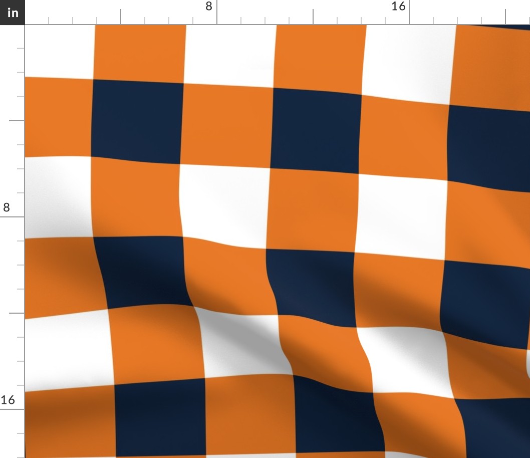 Large Scale Team Spirit Football Checkerboard in Auburn Tigers Orange and Navy Blue