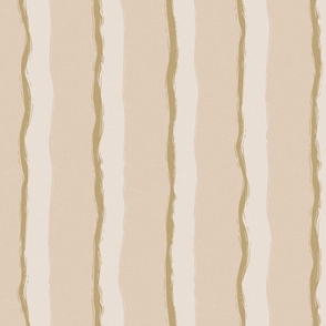 Coastal Chic rustic wavy stripes - white Coffee, Dark Ivory on desert sand  - large