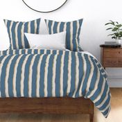 Coastal Chic rustic wavy stripes - white Coffee, Dark Ivory on Admiral blue - large