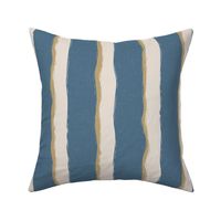 Coastal Chic rustic wavy stripes - white Coffee, Dark Ivory on Admiral blue - large