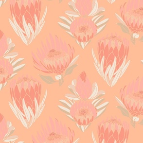 Block print inspired proteas peach plethora pantone