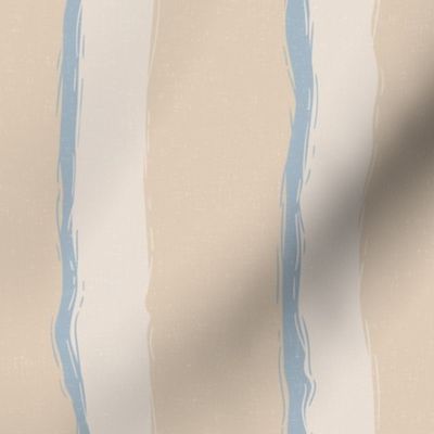 Coastal Chic rustic wavy stripes - white Coffee, Blue Grey on Desert Sand - large