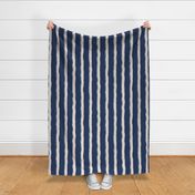 Coastal Chic rustic wavy stripes - white Coffee, Admiral Blue on classic navy - large