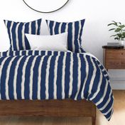 Coastal Chic rustic wavy stripes - white Coffee, Admiral Blue on classic navy - large