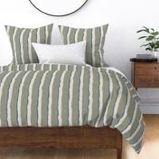 Coastal Chic rustic wavy stripes - white Coffee, Admiral Blue on lichen green - large