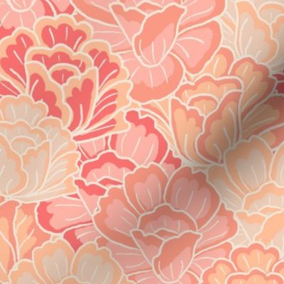 Peach Vibrant Garden Floral - Jumbo