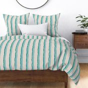 Coastal Chic rustic wavy stripes - Opal green and Sea green on White Coffee - large