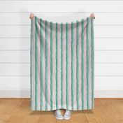 Coastal Chic rustic wavy stripes - Opal green and Sea green on White Coffee - large