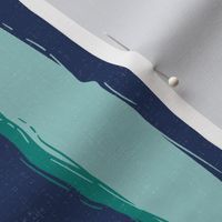 Coastal Chic rustic wavy stripes - Opal green and Sea green on classic Navy - large