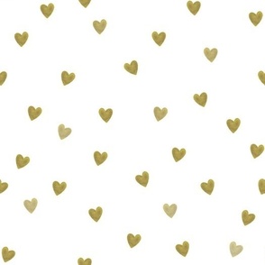 Scattered Gold Watercolour Hearts / Yellow / White / Painted