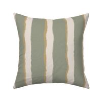 Coastal Chic rustic wavy stripes - Dark Ivory on White Coffee on Lichen - large