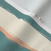 Coastal Chic rustic wavy stripes - ivory, pastel salmon on opal shadow, cream and teal - large 