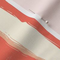 Coastal Chic rustic wavy stripes -ivory, pastel salmon on coral orange - large 