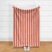 Coastal Chic rustic wavy stripes -ivory, pastel salmon on coral orange - large 