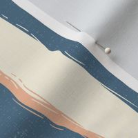 Coastal Chic rustic wavy stripes - ivory, pastel salmon on admiral blue - large 