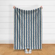 Coastal Chic rustic wavy stripes - ivory, pastel salmon on admiral blue - large 