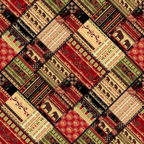Olive Red Indian African Patchwork