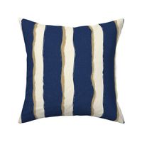 Coastal Chic rustic wavy stripes - ivory, dark ivory on classic navy, dark blue and cream - large 