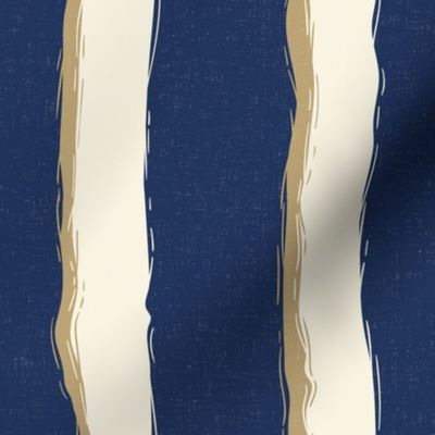 Coastal Chic rustic wavy stripes - ivory, dark ivory on classic navy, dark blue and cream - large 
