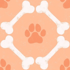 Dog Bones and Paw Prints - Peach Fuzz by Angel Gerardo - Large Scale