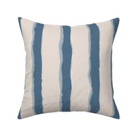 Coastal Chic rustic wavy stripes - admiral blue,  blue grey on white coffee - large