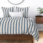 Coastal Chic rustic wavy stripes - admiral blue,  blue grey on white coffee - large